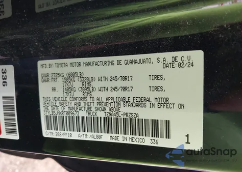2024 Toyota Tacoma Sr5 from USA, damaged, VIN 3TYLB5JNXRT009673